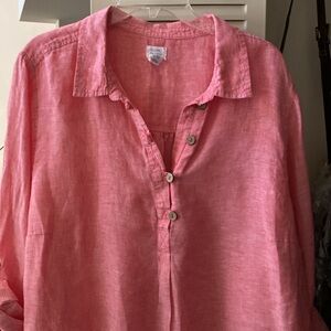 Sigrid Olsen coral linen tunic 2x EUC p2p 26” length 30”.